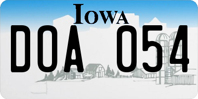 IA license plate DOA054