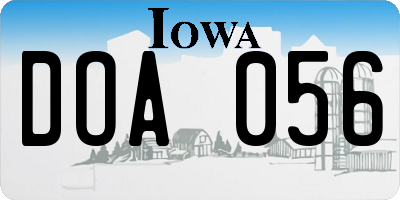IA license plate DOA056