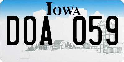 IA license plate DOA059