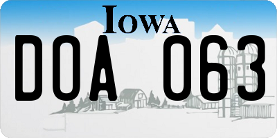 IA license plate DOA063