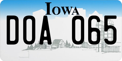 IA license plate DOA065