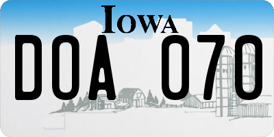 IA license plate DOA070