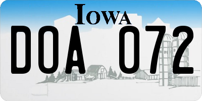 IA license plate DOA072