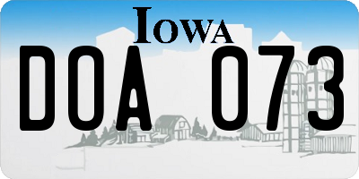 IA license plate DOA073