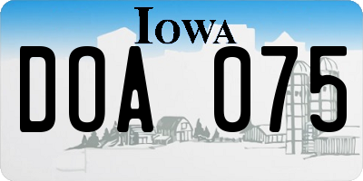 IA license plate DOA075