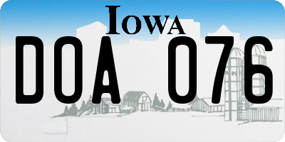 IA license plate DOA076