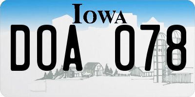 IA license plate DOA078