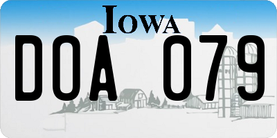 IA license plate DOA079