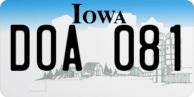 IA license plate DOA081