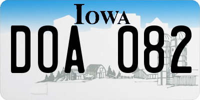 IA license plate DOA082