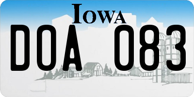 IA license plate DOA083