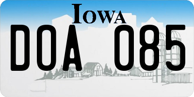 IA license plate DOA085