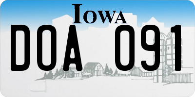 IA license plate DOA091