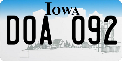 IA license plate DOA092