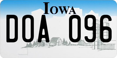 IA license plate DOA096