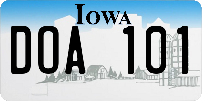 IA license plate DOA101