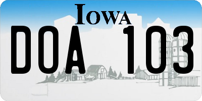 IA license plate DOA103