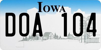 IA license plate DOA104
