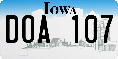 IA license plate DOA107