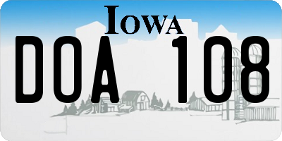 IA license plate DOA108
