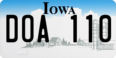 IA license plate DOA110