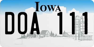 IA license plate DOA111