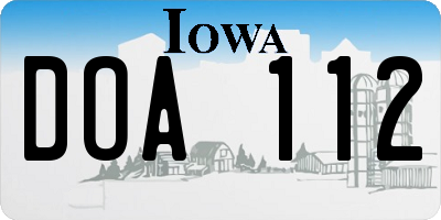 IA license plate DOA112