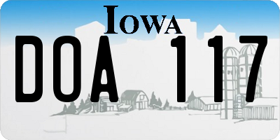 IA license plate DOA117
