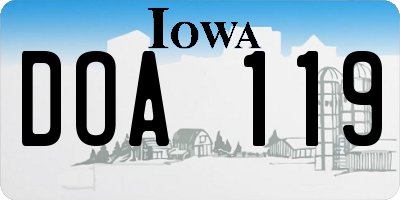 IA license plate DOA119