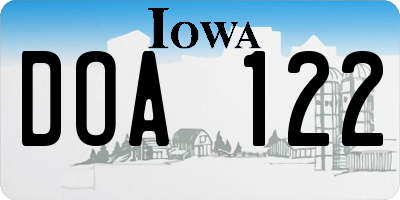 IA license plate DOA122