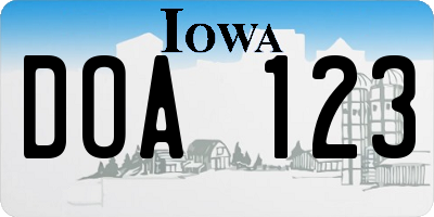 IA license plate DOA123