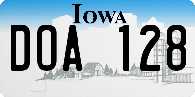 IA license plate DOA128
