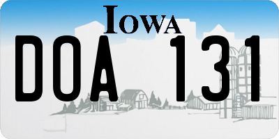 IA license plate DOA131