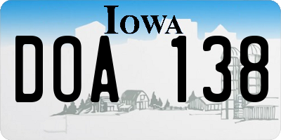 IA license plate DOA138