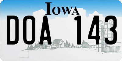 IA license plate DOA143
