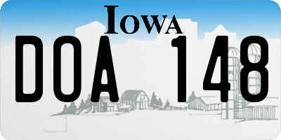 IA license plate DOA148