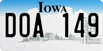 IA license plate DOA149