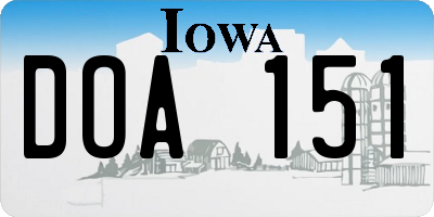 IA license plate DOA151