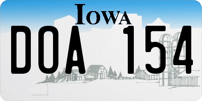 IA license plate DOA154