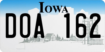 IA license plate DOA162