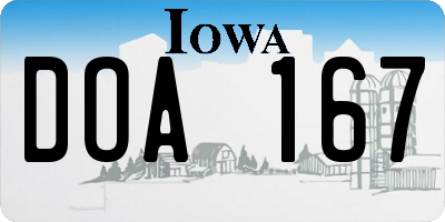 IA license plate DOA167