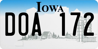IA license plate DOA172