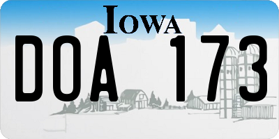 IA license plate DOA173