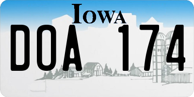 IA license plate DOA174