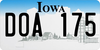 IA license plate DOA175