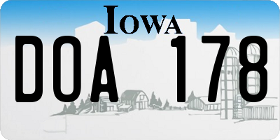 IA license plate DOA178
