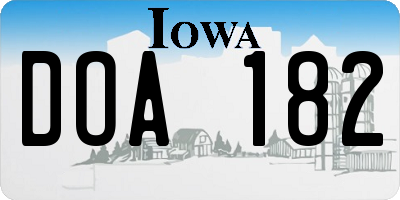 IA license plate DOA182