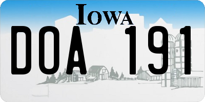 IA license plate DOA191