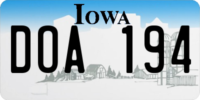 IA license plate DOA194