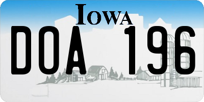 IA license plate DOA196
